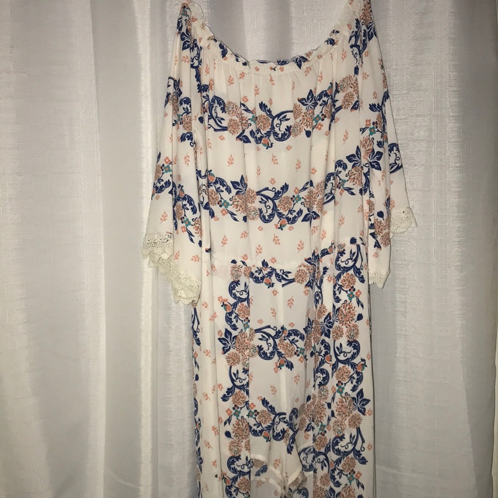 Floral print high-low romper